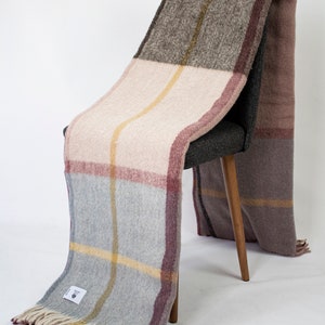 78,5''86,5'' Grün / Lila Tartan Karierte Wolldecke Queen, 100% Wolldecke, Kuscheldecke aus Wolle, Couchdecke aus Wolle, Decke aus Wolle Pink/Blue/Brown