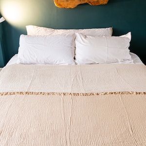 Beige 4 capas muselina algodón manta reina, algodón turco verano tirar manta, colcha de algodón, cubierta de cama muselina, cubierta de sofá, cobertor