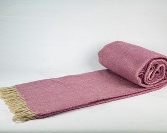 63'' 79'' Pink Wool Blanket, Pure 100% Wool Blanket, Cozy Blanket, Wool Couch Blanket, Warm Throw Blanket, Sheep New Wool