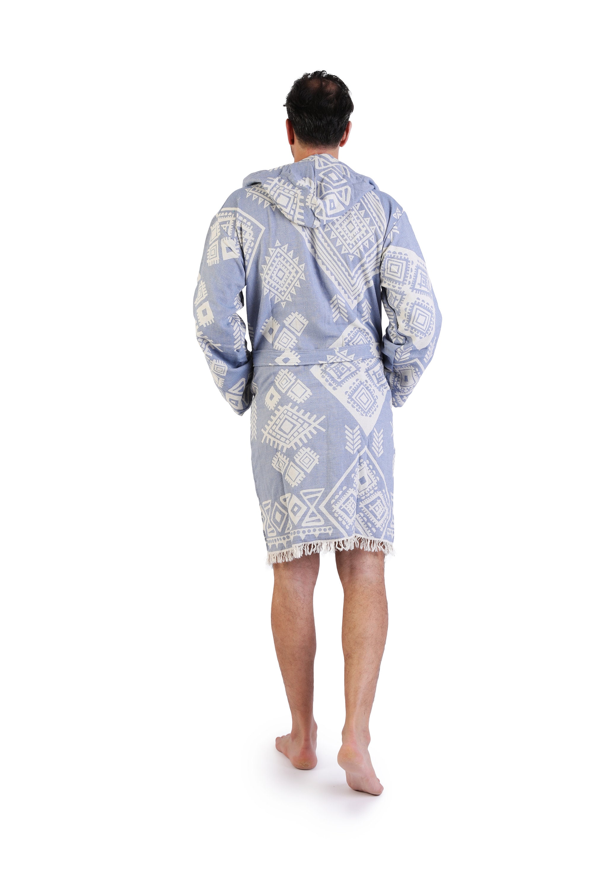 Men's Turquoise Robe EMERALD - Light Blue Ethnic Pattern Lightweight Mens Robe, Kimono Robes ...