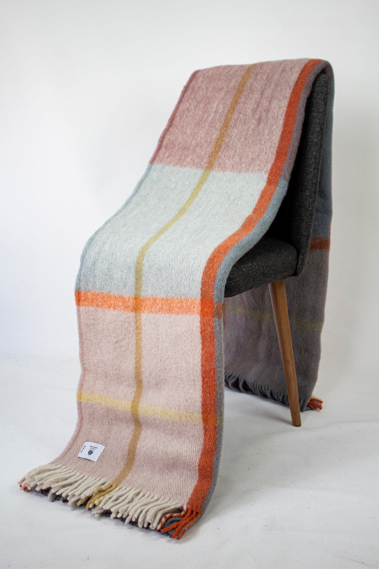 78.5''86.5'' Green / Purple Tartan Plaid Wool Blanket Queen, 100% Wool Blanket, Wool Cozy Blanket, Wool Couch Blanket, Wool Throw Blanket