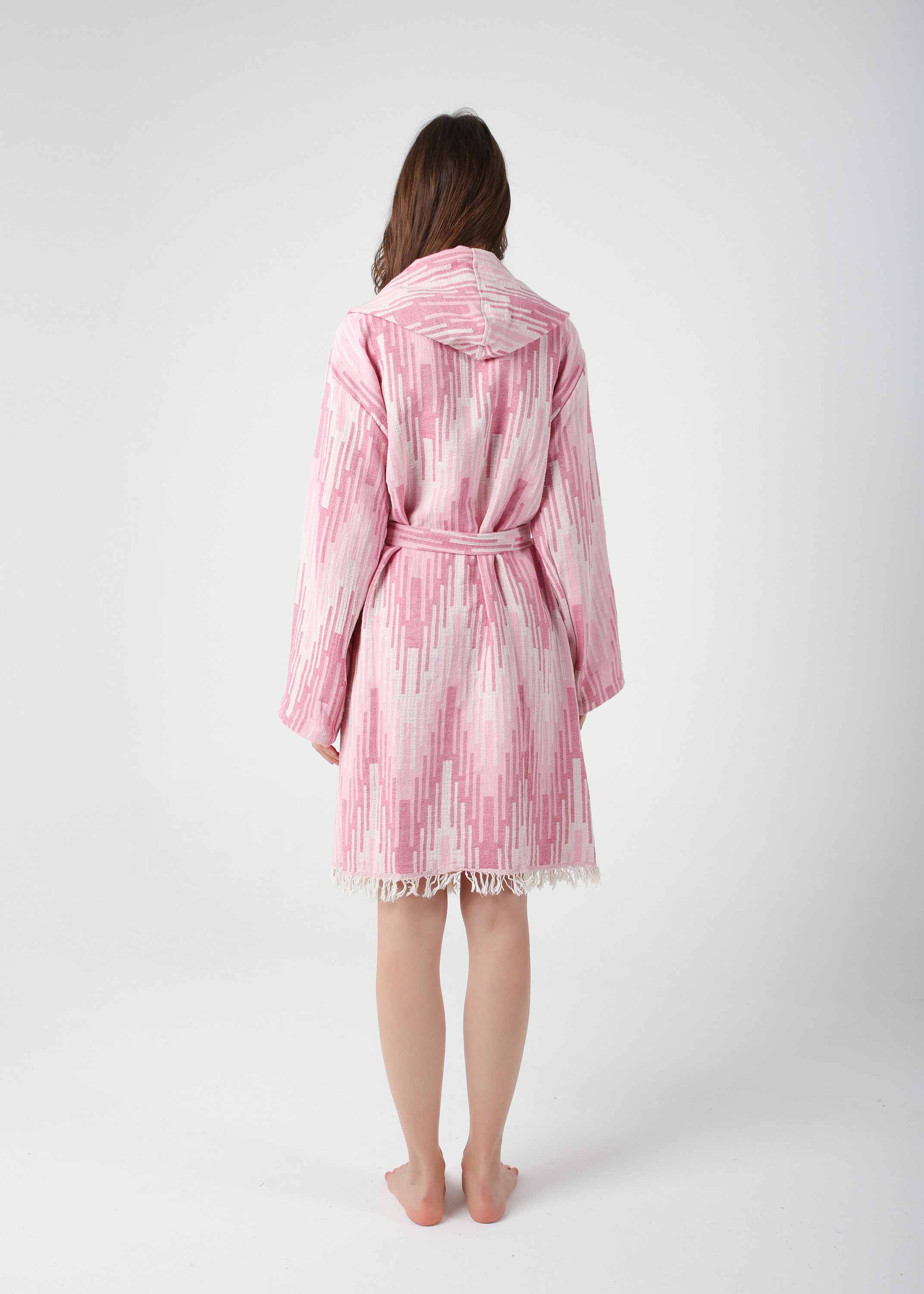 Pink Marrakesh Pattern Turkish Cotton Robe for Women, Lightweight ...