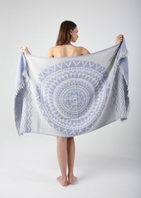 Écharpe De Plage En Viscose XXL - Gris-bleu Clair, Dimensions 180x114 Cm, Idéale Comme Paréo Ou Châle