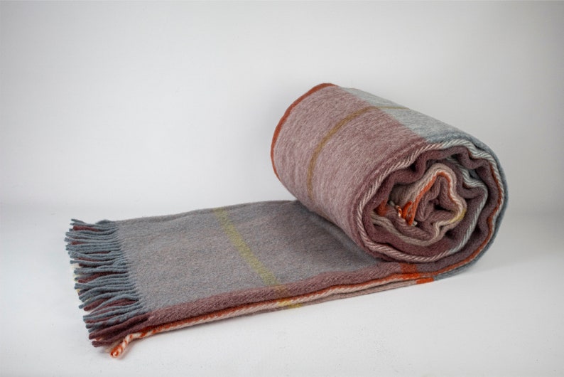 Couverture en laine à carreaux écossais vert/violet de 78,5 po. 86,5 po. Queen, couverture 100 % laine, couverture douillette en laine, couverture de canapé en laine, jeté de laine image 6