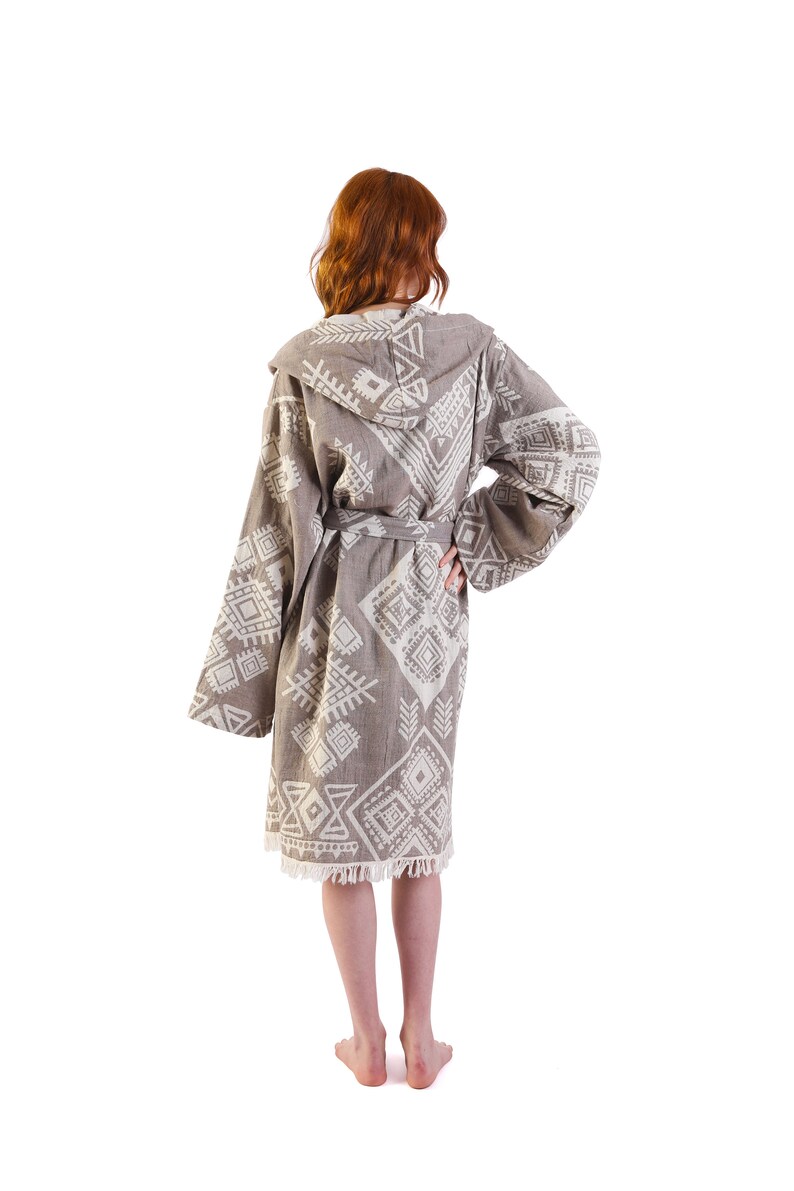 EMERALD Light Brown Ethnic Pattern Turkish Cotton Robe - Etsy