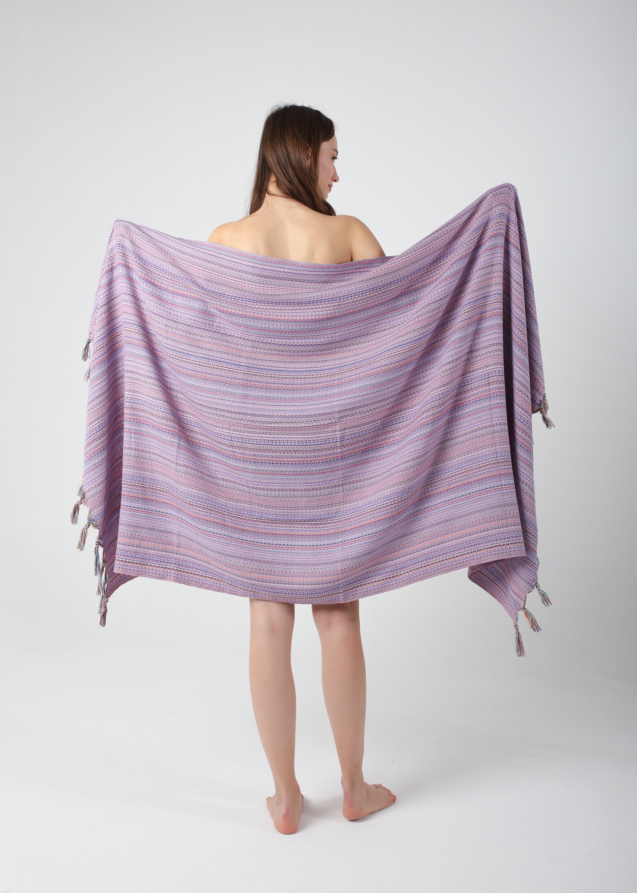 Lilac Multicolor Beach Towel, Turkish Cotton Bath Towel, Travel Towel, Beach Wedding Sarong, Beach Cover Up, Beach Wrap, Bridesmaid Gift