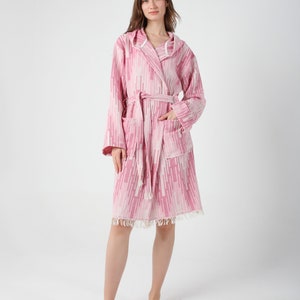 Pink Marrakesh Pattern Turkish Cotton Robe for Women, Lightweight ...