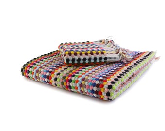 Multicolor Soft Turkish Cotton Bath Towel and Hand Towel Set , Bridesmaid Gift,  Soft Bath Towel, Handwoven Cotton Bath Towel, Peshtemal