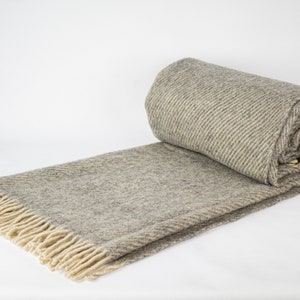 63&#39;&#39; 79&#39;&#39; Gray Wool Blanket, Pure 100% Wool Blanket, Cozy Blanket, Wool Couch Blanket, Warm Throw Blanket, Sheep New Wool
