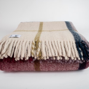 63&#39;&#39; 86.5&#39;&#39; Claret Red Tartan Plaid Wool Blanket, Pure 100% Wool Blanket, Cozy Blanket, Wool Couch Blanket, Warm Throw Blanket, Sheep Wool