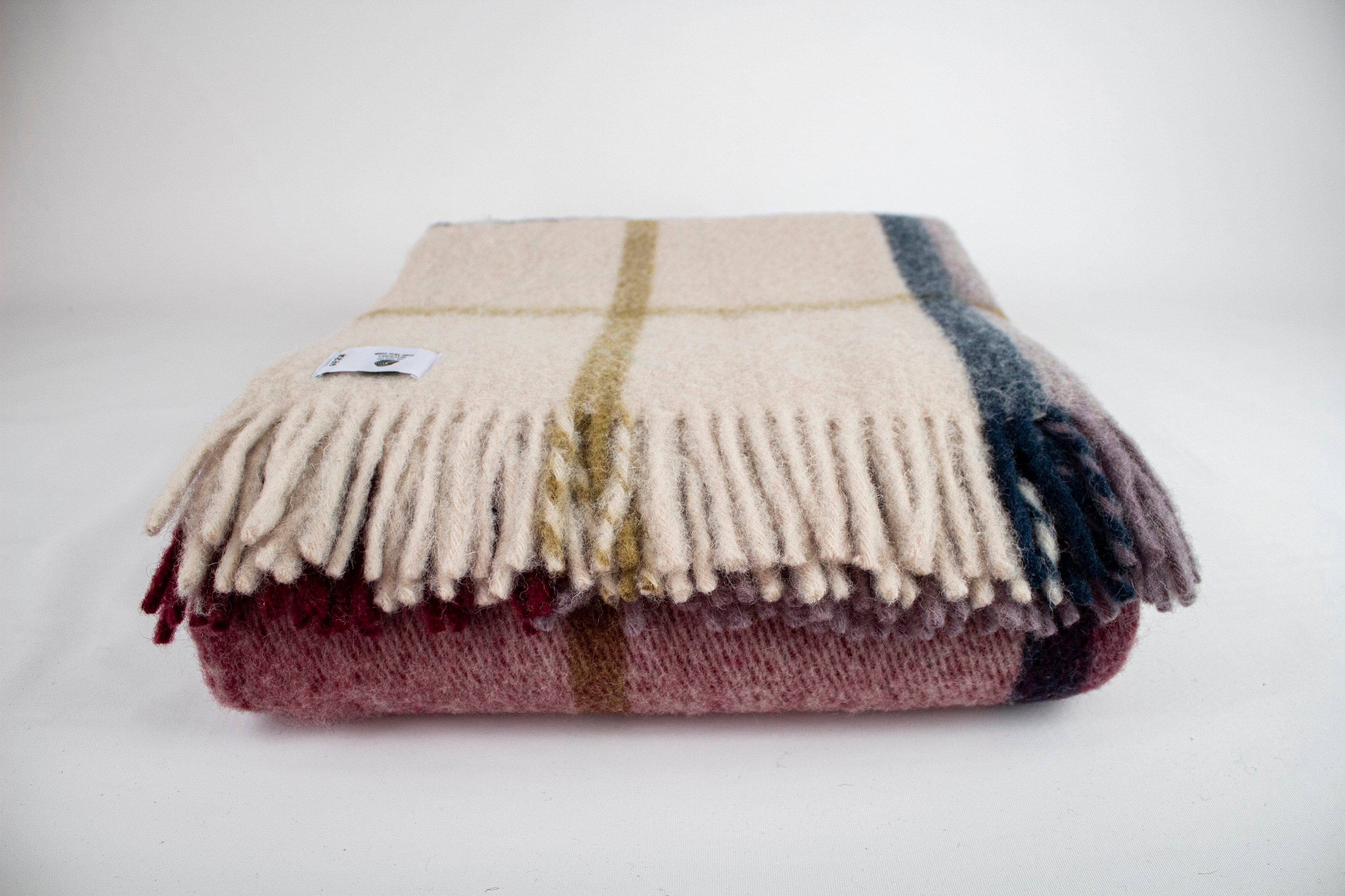 63'' 86.5'' Claret Red Tartan Plaid Wool Blanket, Pure 100% Wool Blanket, Cozy Blanket, Wool Couch Blanket, Warm Throw Blanket, Sheep Wool