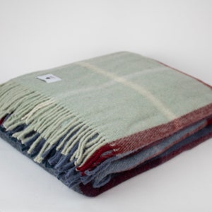 78.5&#39;&#39;86.5&#39;&#39; Dark Blue Green Tartan Plaid Wool Blanket Queen, 100% Wool Blanket, Wool Cozy Blanket, Wool Couch Blanket, Wool Throw Blanket