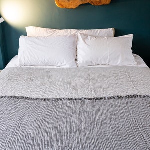 Grijze 4-laags gaasdeken, mousseline sprei koningin, Turkse katoenen babydeken, bedhoes, bankhoes, mousseline deken