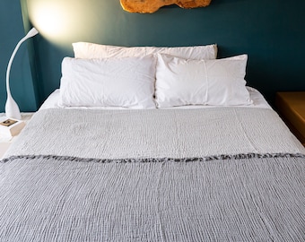 Gray 4 Layer Gauze Blanket, Muslin Bedspread Queen, Turkish Cotton Baby Blanket, Bed Cover, Couch Cover, Muslin Blanket