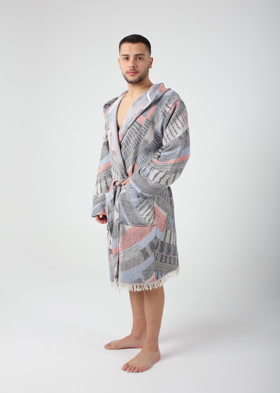 white christmas dresses Thom Sweeney - Sky Blue Brushed Cotton Dressing Gown