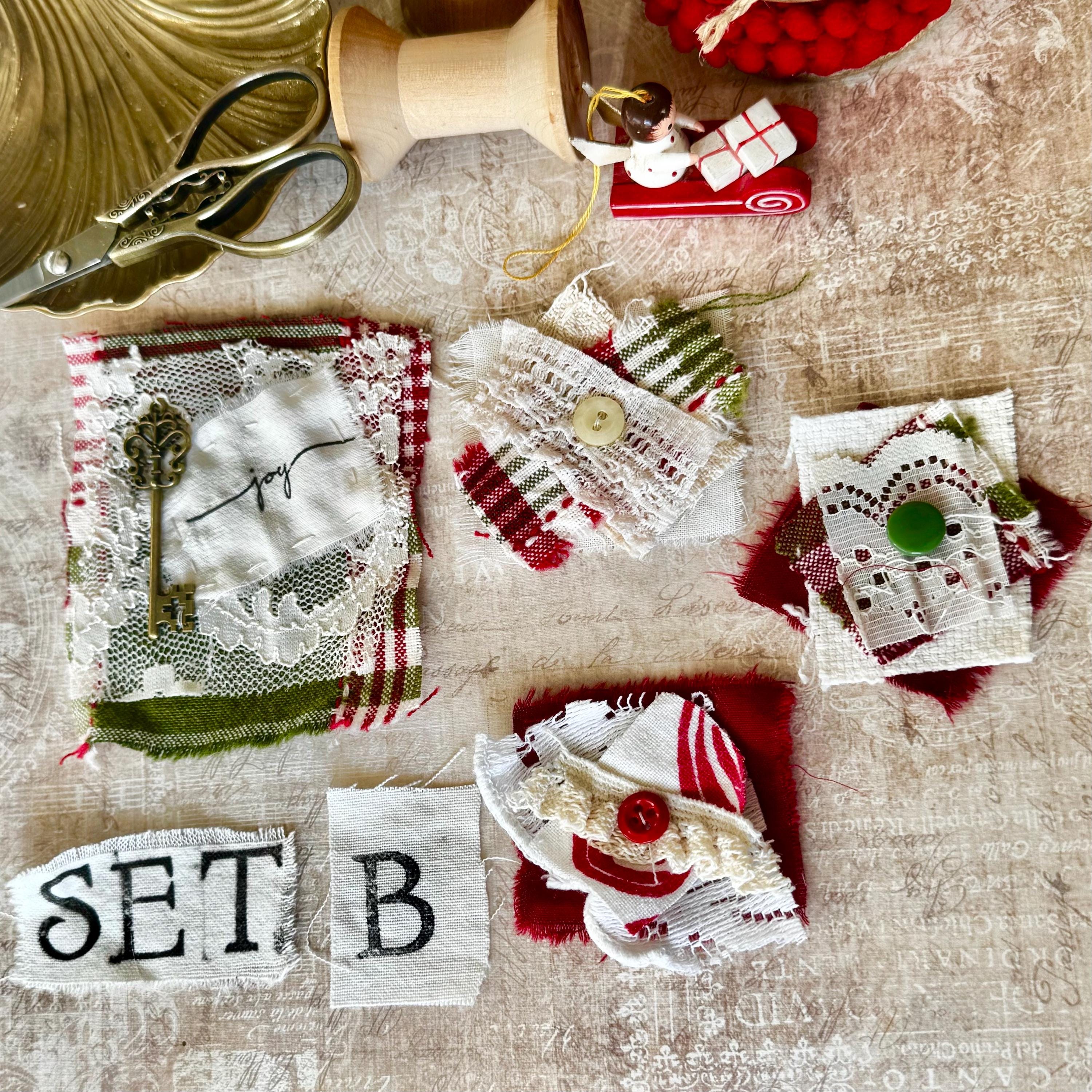 Christmas Fabric Clusters and Lace Snippets. Your Choice Junk Journal ...
