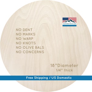 Premium 18” Baltic Birch wood rounds, 6mm 1/4&quot; unfinished wood circles for crafts and signs, wood plaques, plywood blank