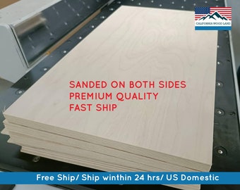 1/8" 3mm Baltic Birch plywood panel/ Ready for Glowforge/ Grade B/BB Premium quality/ Super Smooth Surface/11.75"x 19.75"/polished