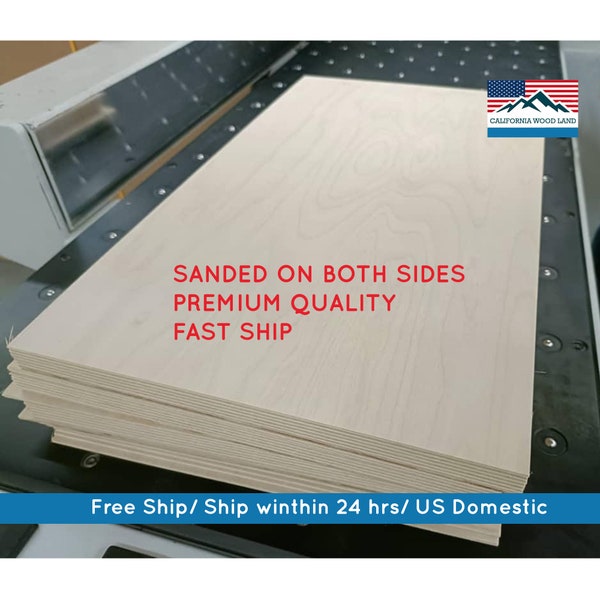 1/8" 3mm Baltic Birch plywood panel/ Ready for Glowforge/ Grade B/BB Premium quality/ Super Smooth Surface/11.75"x 19.75"/polished