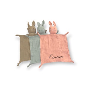 Custom Baby lovey | embroidered cat lovey | muslin baby lovey with name | boho lovey