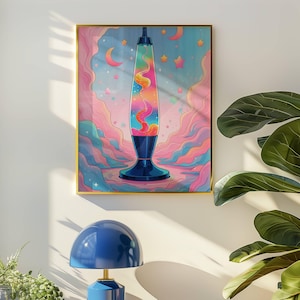 Trippy Lava Lamp Art Print, Pastel Y2K Aesthetic Wall Decor, Psychedelic Lava Lamp Art, Pastelcore Y2K Dreamy Print