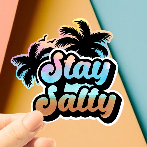 Stay Salty Decal/Sticker, Beach Vibes Car Decal, Summer Decal, Palm Trees Beach Sticker