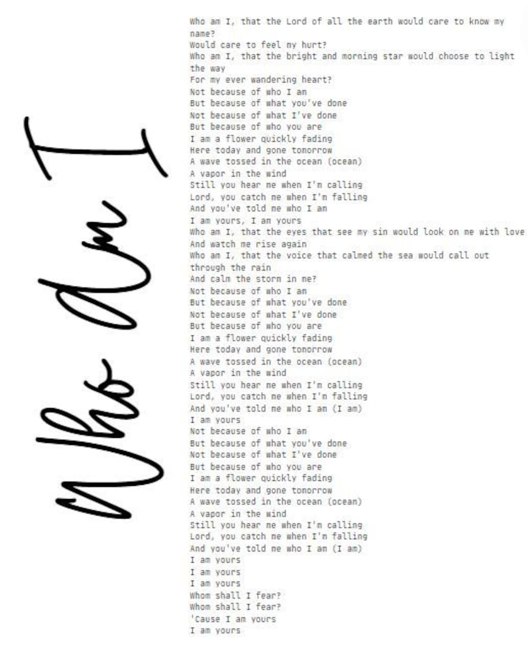 Who Am I Casting Crowns Christian Music Lyrics | Christian Wall Art ...