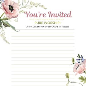 Invitación a la Convención de Adoración Pura, Cartas de los Testigos de Jehová, Convención de los Testigos de Jehová 2025 / Estampados florales