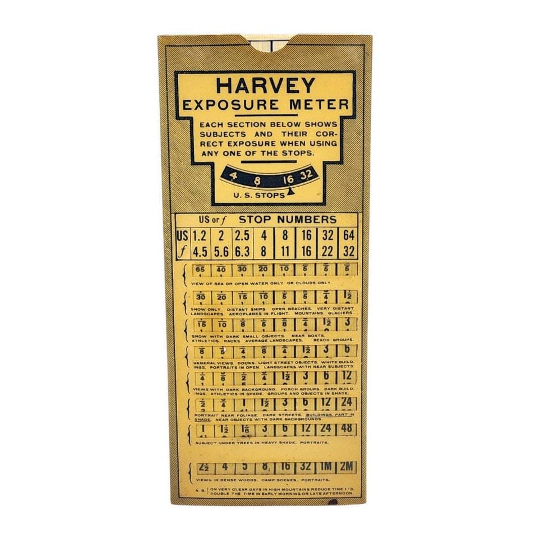 Vintage 1915 Harvey Exposure Meter Reference Chart for Cameras Photos ...
