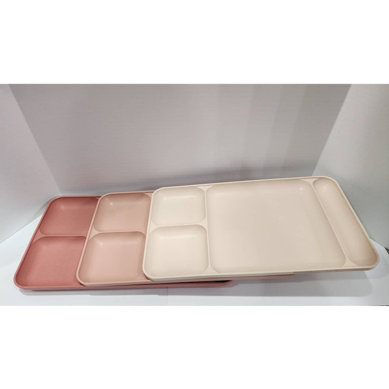 Vintage Pink Tupperware Divided Lunch or Dinner Trays, Set of 3 Light, Med, Dark Etsy