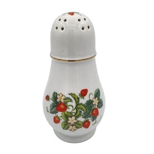 Vintage Avon 1978 Fine Porcelain 22K Gold Trim Red Strawberry Tall Sugar Shaker