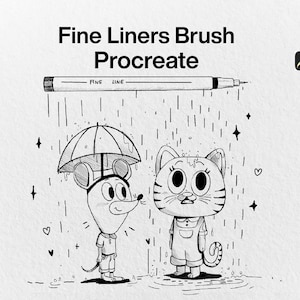 10 Fine Liner Brushes Procreate penseel liner pen inkt tattoo schets geïnkte lijn stippel punt tekening tekening