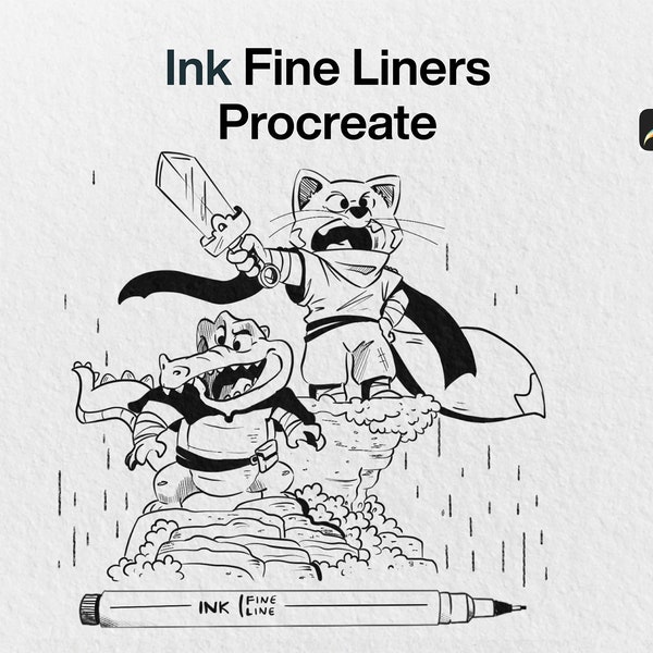 10 Tinten-Fine-Liner-Pinsel Procreate | Pinsel, Liner, Stift, Tinte, Tätowierung, Skizze, eingefärbte Linie, Stipple, Punkt, Zeichnung, Zeichnung