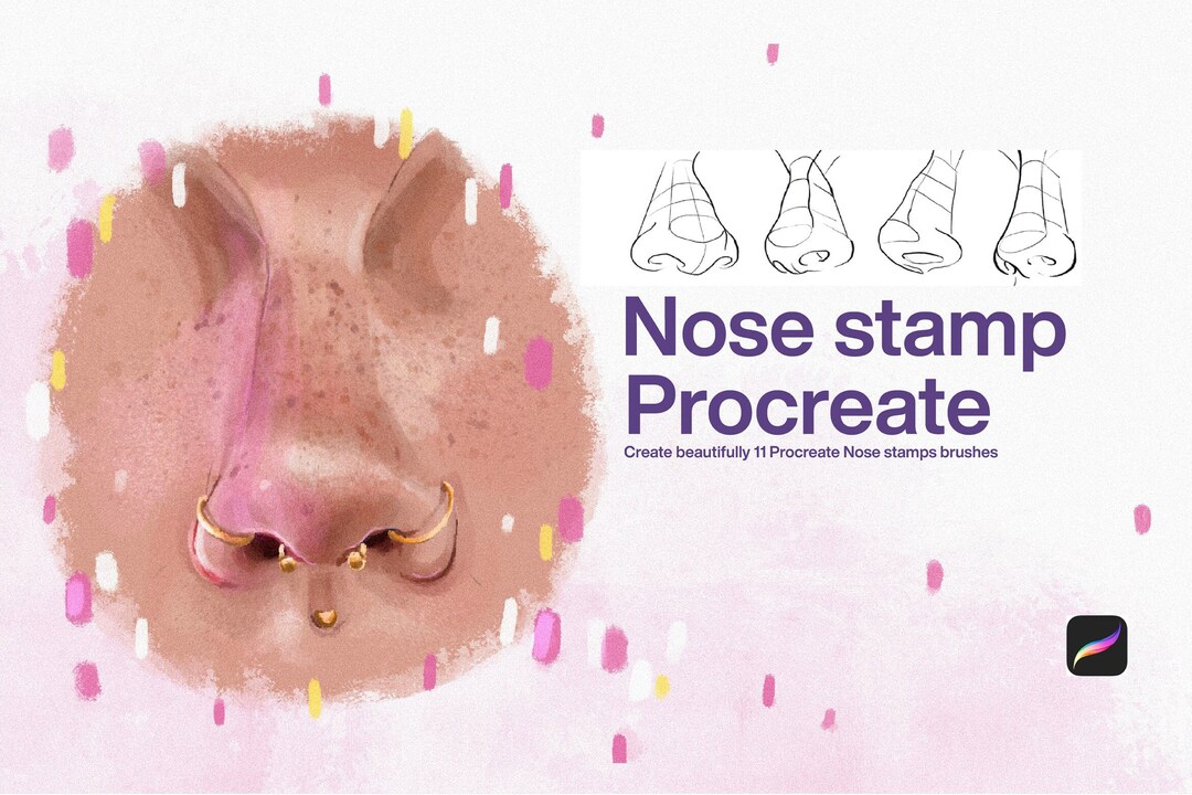 10 Nose Stamp Procreate Procreate Nose Brushes Nose Brush Set Nose