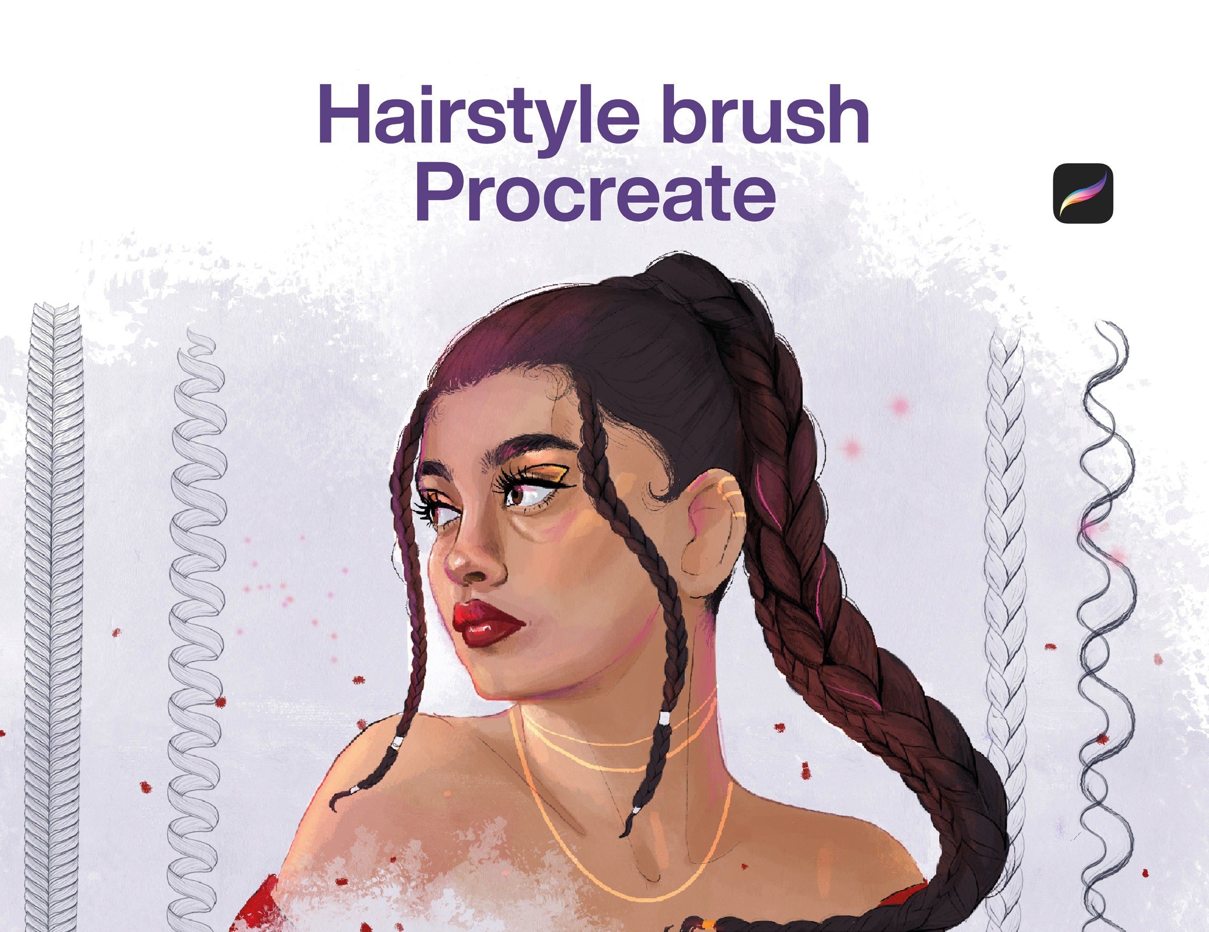 10 Cepillos de peinado Procreate / Cepillo de pelo cepillo para principiantes Juego de cepillo Procreate, Cepillos de cejas de pestañas, Procreado de