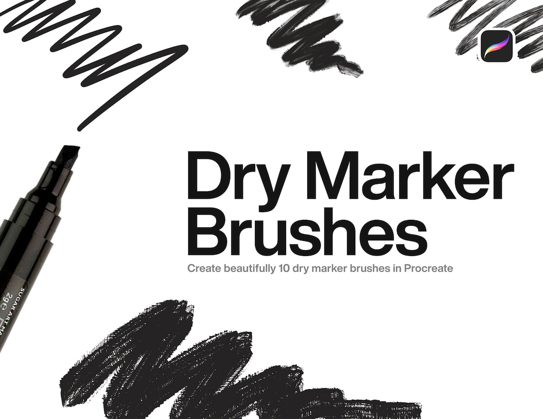 10 Procreate Dry Marker Brushes Marker Procreate Brush, Brush Lettering