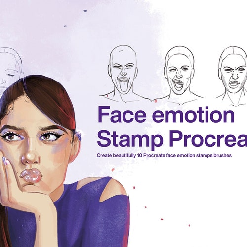 10 Face Emotion Stamps Procreate Pose Procreate Brushes Etsy
