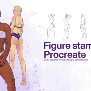10 Figure Stamps Procreate | Figure brushes Procreate, Procreate figure brushes, Procreate pose stamp model illustration body
