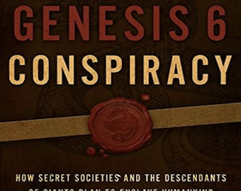 Peut inclure: Couverture du livre "The Genesis 6 Conspiracy" de Gary Wayne. Le titre est en grandes lettres rouges et dorées. Un sceau de cire rouge avec un dragon est centré sur un ruban beige. Le sous-titre et le nom de l'auteur sont également visibles.