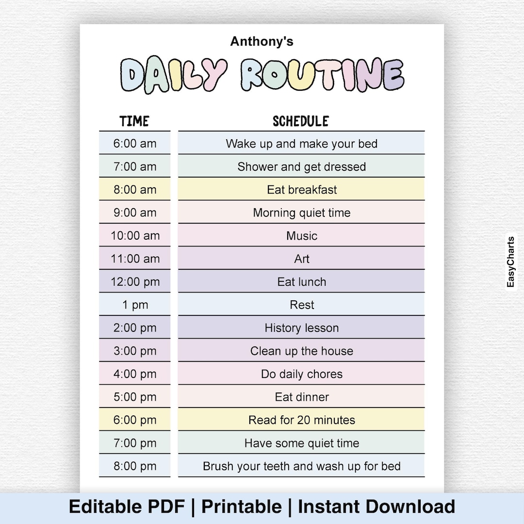 Daily Routine For Nanny Kids Daily Schedule, Kids Daily Routine, Homeschool Daily Routine ...