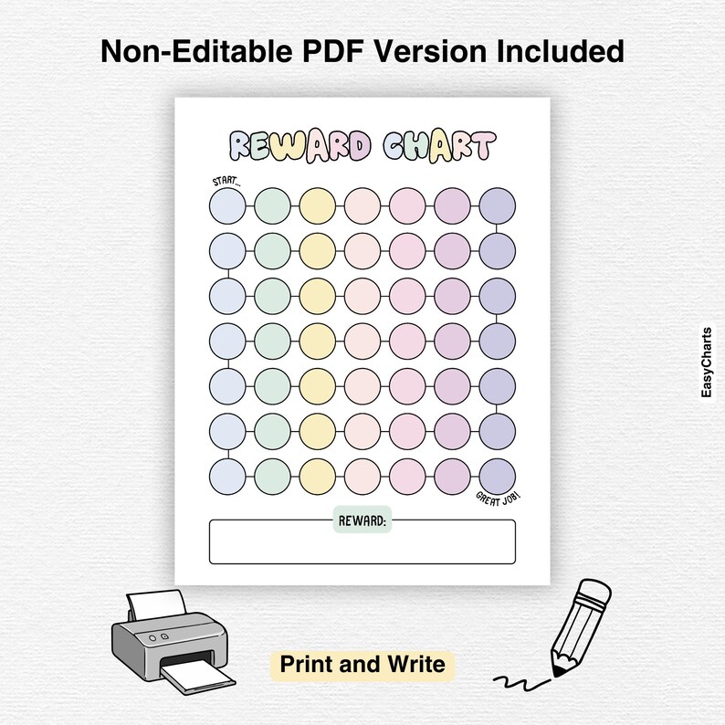 Printable Toddler Reward Chart, Kids Goal Tracker, Kids Sticker Chart ...