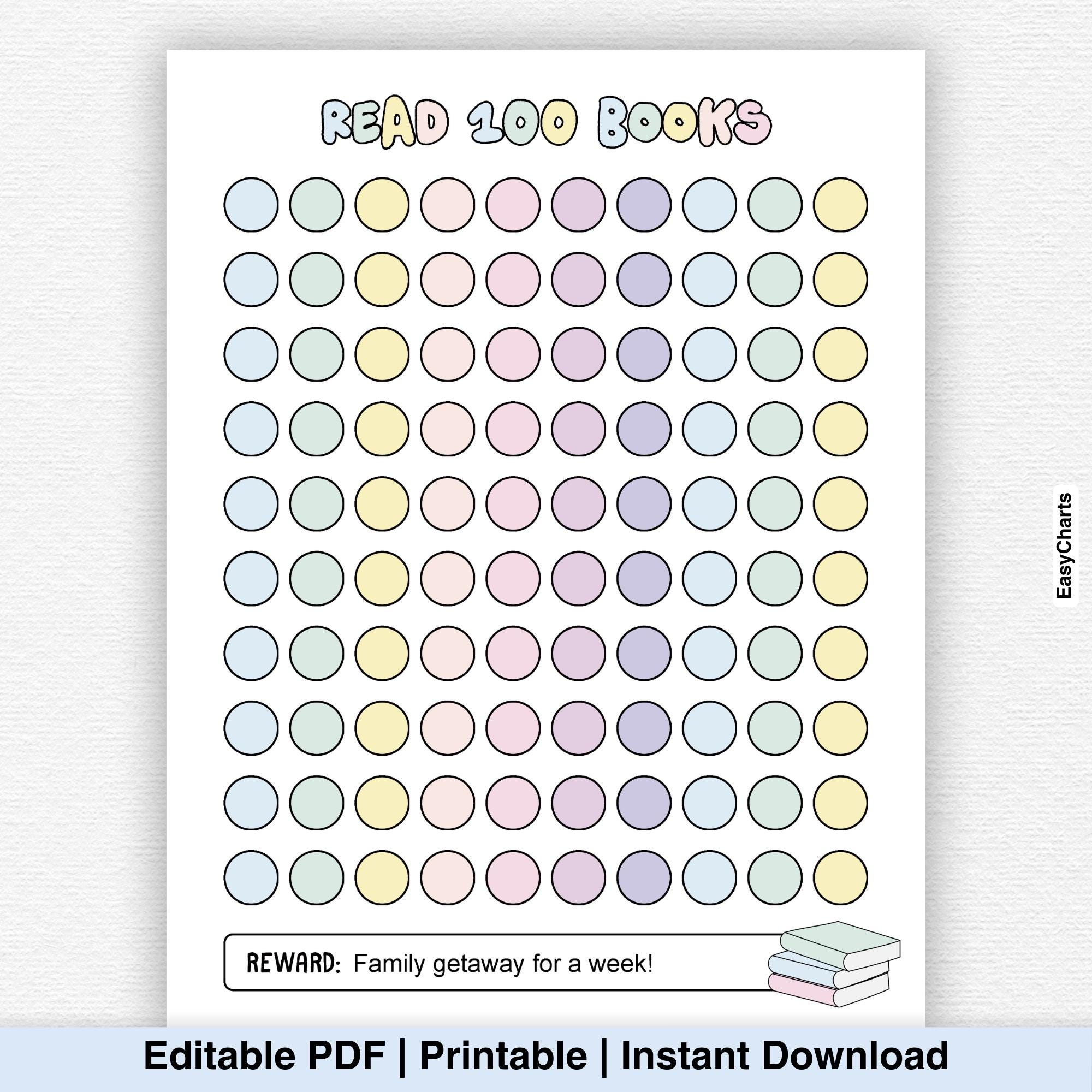 Reading Log Tracker, Book Reading Chart for Kids, Read 100 Books ...