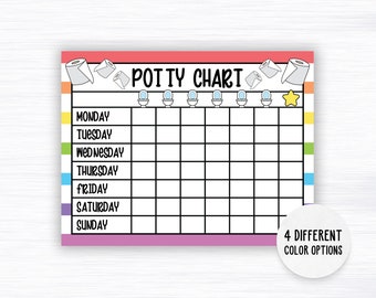 Potty Training Chart, Potty Chart For Girls And Boys, Potty Training Sticker Chart, Rainbow, Toddler Potty Chart, Printable Kids, PDF