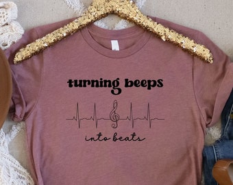 Turning Beeps Into Beats Music Therapy Shirt, Pediatric Music Therapists, Music Therapy Shirt, Hospital Music Therapist, Music Therapy Gift