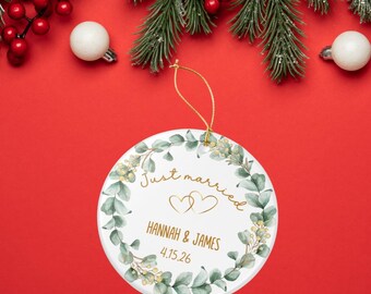 Personalized Just Married Ornament, Fist Christmas Married Ornament, Newlywed Keepsake, Just Married Gift, Newlywed Keepsake Gift