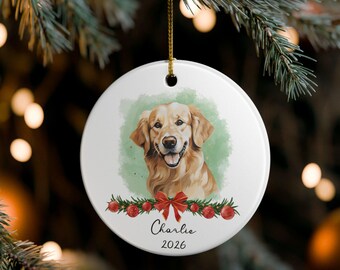 Custom Golden Retriever Christmas Ornament, Golden Retriever Pet Ornament, Pet Loss Ornament, Dog Owner Keepsake