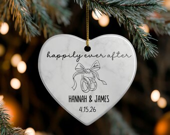 Personalized Happily Ever Aftern Ornament, Fist Christmas Married Ornament, Newlywed Keepsake, Just Married Gift, Newlywed Gift