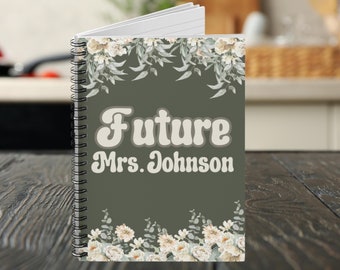 Personalized Future Mrs. Floral Wedding Planner Notebook, Custom Wedding Planner Book, Wedding Journal Bridal Engagement Gift Idea