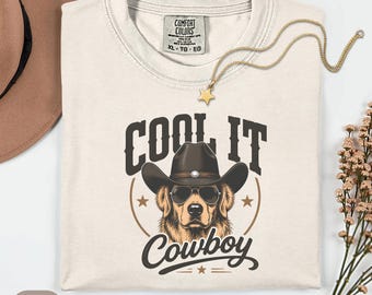 Funny Cowboy Golden Retriever Tee, Golden Dog Lover Shirt, Golden Dog Owner Gift
