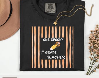 Comfort Colors One Spooky Teacher Shirt, Grade Level Halloween Teacher Tee, Fall Teacher TShirt